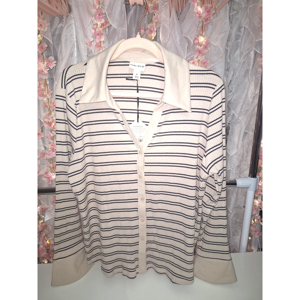 Women's Collard Stripe Shirt Size 1x